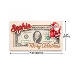 Personalised Merry Christmas Santa Claus Elk Wooden Money Holder Wallet with Name Christmas Gift for Kids