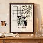 Stampe su tela personalizzate con foto di coppia su mappa a forma di cuore quadrata, con nome e testo – Decorazioni per la casa – Spedizione dagli Stati Uniti – Regalo di anniversario di matrimonio pe