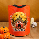 Personalisierte Halloween-Tasche im Kürbis-Design mit LED-Beleuchtung und Namensaufdruck – Halloween-Geschenk für Kinder zum „Süßes oder Saures“-Spielen