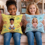 Personalized 3D-Effect Character Artwork I Am Lucky Soft Throw Pillow Cover with Name Home Decor Birthday Anniversary Gift for Family Kids