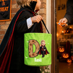 Personalized 3D-Effect Artwork Halloween Character Photo LED Light Candy Bucket with Name and Initial Trick or Treat Halloween Party Gift for Kids