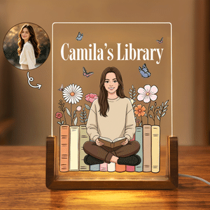 Personalised Butterfly Book Cartoon Character Acrylic LED Night Light with Text and Wooden Base Bedroom Decor Birthday Gift for Book Lovers