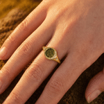 Personalized Moldavite Inspired Star Moon Sterling Silver Ring with Engraved Text Dainty Jewelry Birthday Anniversary Gift for Women