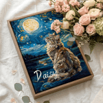 Photo personnalisée d'animal de compagnie dans le style de la peinture à l'huile – Reproductions sur toile « La Nuit étoilée » avec prénom – Décoration d'intérieur – Expédiée depuis les États-Unis – C