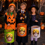 Personalisierte Halloween-Tasche im Kürbis-Design mit LED-Beleuchtung und Namensaufdruck – Halloween-Geschenk für Kinder zum „Süßes oder Saures“-Spielen