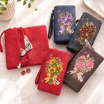 Personalised Crystal Birth Flower Butterfly PU Leather Wristlet Purse with Name Birthday Anniversary Gift for Women
