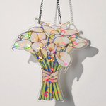 Personalised Wedding Bouquet Photo Stained Glass Effect Acrylic Suncatcher Ornament Home Decor Wedding Gift for Bride Newlywed