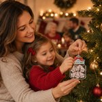 Décoration de Noël personnalisée sur le thème des flocons de neige, en forme de bocal, avec le nom de la famille (2 à 8 noms) et l'année – Décoration d'intérieur et cadeau de Noël pour la famille et l