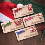 Personalised Merry Christmas Santa Claus Elk Wooden Money Holder Wallet with Name Christmas Gift for Kids