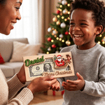Personalised Merry Christmas Santa Claus Elk Wooden Money Holder Wallet with Name Christmas Gift for Kids