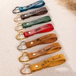 Personalized Retro Leather Birth Flower Keychain with Engraved Name Birthday Wedding Gift for Her