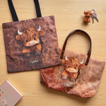 Personalized 3D-Effect Artwork Highland Cow Large Capacity Tote Bag with Name Daily Use Birthday Gift for Women Highland Cow Lovers