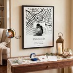 Stampe su tela personalizzate con foto di coppia su mappa a forma di cuore quadrata, con nome e testo – Decorazioni per la casa – Spedizione dagli Stati Uniti – Regalo di anniversario di matrimonio pe