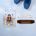 Personalized Butterfly Book Cartoon Character Acrylic LED Night Light with Text and Wooden Base Bedroom Decor Birthday Gift for Book Lovers