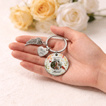 Personalized Angel Wings Cardinal Stainless Steel Keychain with Name and Photo Memorial Gift for Family Friends