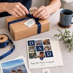 Personalized Dad Mom Nine‑Grid 6 Photos Greeting Card with Title Text and Initials Birthday Christmas Gift for Mom Dad Family