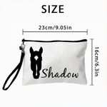 Personalised Horse-Head Silhouette Photo Canvas Tote Bag Linen Makeup Bag with Name Shopping Travel Daily Use Birthday Gift for Horse Owners Women