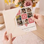 Personalized Dad Mom Nine‑Grid 6 Photos Greeting Card with Title Text and Initials Birthday Christmas Gift for Mom Dad Family