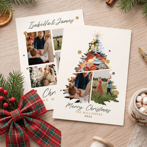 Gepersonaliseerde kerstkaart met 3-4 foto’s, tekst en titel – kerstcadeau voor familie en vrienden