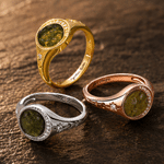 Personalized Moldavite Inspired Star Moon Sterling Silver Ring with Engraved Text Dainty Jewelry Birthday Anniversary Gift for Women