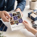 Personalized Dad Mom Nine‑Grid 6 Photos Greeting Card with Title Text and Initials Birthday Christmas Gift for Mom Dad Family