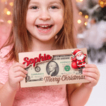 Personalised Merry Christmas Santa Claus Elk Wooden Money Holder Wallet with Name Christmas Gift for Kids