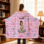 Personalised 3D-Effect Artwork Cartoon Character Hooded Blanket with Photo and Name Home Decor Encouragement Birthday Gift for Family Kids