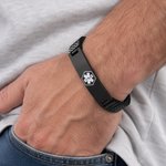 Personalised Medical Alert ID Stretch Bracelet with Engraved Medical Information Birthday Gift for Diabetic Allergy Epilepsy