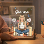 Personalized Butterfly Book Cartoon Character Acrylic LED Night Light with Text and Wooden Base Bedroom Decor Birthday Gift for Book Lovers