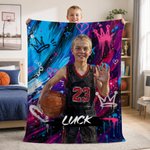 Couverture photo personnalisée pour enfants avec prénom et couronne « graffiti », style peinture à l'huile – Couvre-lit, cadeau d'anniversaire pour garçons et filles