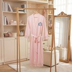 Personalized Embroidered Monogram Satin Lace-Trim Robe Bridal Shower Bachelorette Party Gift for Bridal Bridesmaid