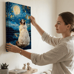 Photo personnalisée d'animal de compagnie dans le style de la peinture à l'huile – Reproductions sur toile « La Nuit étoilée » avec prénom – Décoration d'intérieur – Expédiée depuis les États-Unis – C