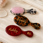 Personalized Gold-Foil Style Birth Flower Pearlescent  Air Cushion Comb with Name Daily Use Anniversary Birthday Gift for Women Girls