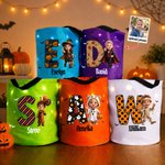Personalized 3D-Effect Artwork Halloween Character Photo LED Light Candy Bucket with Name and Initial Trick or Treat Halloween Party Gift for Kids