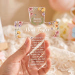 Personalised Baby Baptism Bible Verse Cross Acrylic Plaque with Name and Date Home Decor Baptism Catholic Gift for Newborn