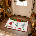 Personalised 1-8 Christmas Stockings Anti-Slip Doormat with Name Home Decor Christmas Gift for Family Parent
