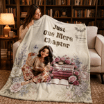 Personalized Birth Flower 3D-Effect Artwork Cartoon Photo Soft Throw Blanket with Name and Text Book Club Birthday Gift for Book Lovers Friends
