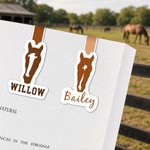 Personalised Horse Portrait Magnetic Bookmark Clip with Name Birthday Holiday Gift for Bookworm Horse Lover