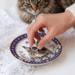 Personalized Floral 3D-Effect Artwork Pet Photo Ceramic Trinket Jewelry Dish with Name Daily Use Anniversary Birthday Gift for Pet Owner