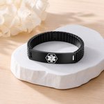 Personalised Medical Alert ID Stretch Bracelet with Engraved Medical Information Birthday Gift for Diabetic Allergy Epilepsy