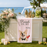 Personalized Cute Pet Portrait Striped Table Runner with Name and Photo Wedding Decor Wedding Gift for Bride Groom