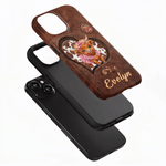 Personalised Cute Baby Highland Cow Heart Pattern Phone Case for iPhone with Name Birthday Gift for Highland Cow Lovers Friends