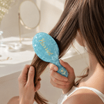 Personalized Gold-Foil Style Birth Flower Pearlescent  Air Cushion Comb with Name Daily Use Anniversary Birthday Gift for Women Girls