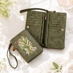Personalised Crystal Birth Flower Butterfly PU Leather Wristlet Purse with Name Birthday Anniversary Gift for Women