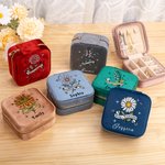Personalized Retro Birth Flower Velvet Portable Jewellery Travel Case with Name Wedding Bridal Party Birthday Gift for Women
