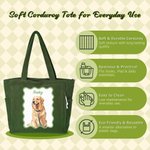 Personalized Watercolor Pet Photo Large Capacity Corduroy Tote Bag with Name Daily Use Travel Birthday Gift for Pet Owner Lover