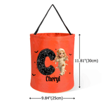 Personalized 3D-Effect Artwork Halloween Character Photo LED Light Candy Bucket with Name and Initial Trick or Treat Halloween Party Gift for Kids