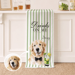 Personalized Cute Pet Portrait Striped Table Runner with Name and Photo Wedding Decor Wedding Gift for Bride Groom