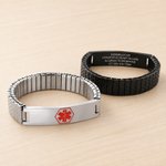 Personalised Medical Alert ID Stretch Bracelet with Engraved Medical Information Birthday Gift for Diabetic Allergy Epilepsy