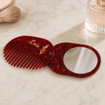 Personalized Birth Flower Durable Hair Comb with Name and Mirror Daily Use Travel Birthday Anniversary Gift for Women Friends